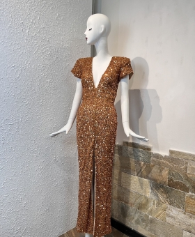 Đầm kim sa độn vai sẻ tà